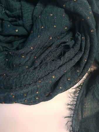 Fancy Crimps Lawn Scarf - Aqua Blue