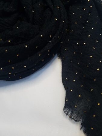 Fancy Crimps Lawn Scarf - Black Fancy Crimps Lawn Scarf - Black