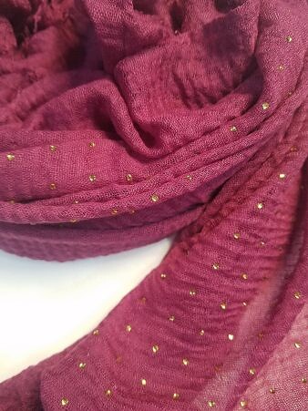 Fancy Crimps Lawn Scarf - Burgundy Fancy Crimps Lawn Scarf - Burgundy