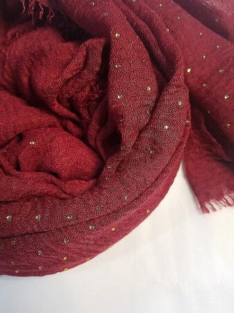 Fancy Crimps Lawn Scarf - Maroon Fancy Crimps Lawn Scarf - Maroon