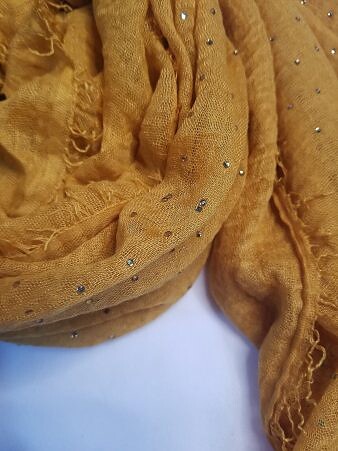 Fancy Crimps Lawn Scarf - Mustard