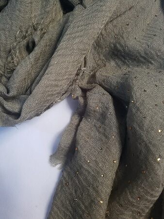 Fancy Crimps Lawn Scarf - Olive Green Fancy Crimps Lawn Scarf - Olive Green