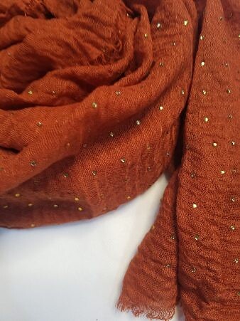 Fancy Crimps Lawn Scarf - Rust Brown Fancy Crimps Lawn Scarf - Rust Brown