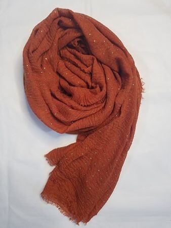 Fancy Crimps Lawn Scarf - Rust Brown Fancy Crimps Lawn Scarf - Rust Brown