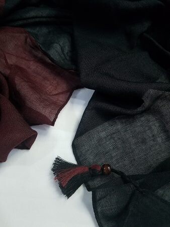 Reversible Maxi Lawn Scarf - Black and Burgundy