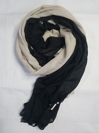 Reversible Maxi Lawn Scarf - Black and Cream