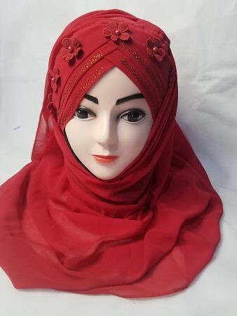 Chiffon Floral Ready To Wear - Red Chiffon Floral Ready To Wear - Red