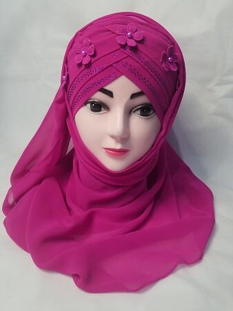 Chiffon Floral Ready To Wear - Shocking Pink