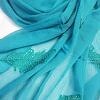 Leaf Silk Chiffon Scarf - Aqua Green Leaf Silk Chiffon Scarf - Aqua Green