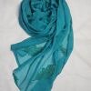 Leaf Silk Chiffon Scarf - Aqua Green Leaf Silk Chiffon Scarf - Aqua Green