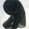 Leaf Silk Chiffon Scarf - Black Leaf Silk Chiffon Scarf - Black