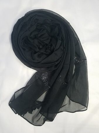 Leaf Silk Chiffon Scarf - Black Leaf Silk Chiffon Scarf - Black