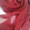 Leaf Silk Chiffon Scarf - Maroon