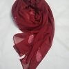 Leaf Silk Chiffon Scarf - Maroon