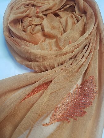 Leaf Silk Chiffon Scarf - Mustard Leaf Silk Chiffon Scarf - Mustard
