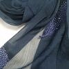 Leaf Silk Chiffon Scarf - Navy Blue
