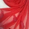 Leaf Silk Chiffon Scarf - Red