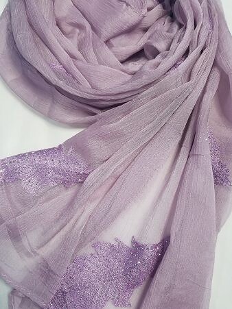 Leaf Silk Chiffon Scarf - Tea Pink