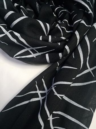 Printed Lawn Scarf - Black