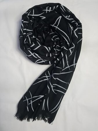 Printed Lawn Scarf - Black