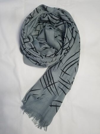 Printed Lawn Scarf - Light Grey
