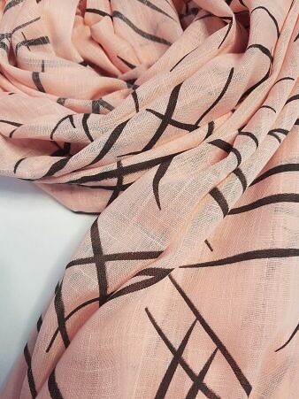 Printed Lawn Scarf - Peach