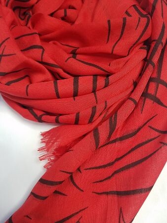Printed Lawn Scarf - Red
