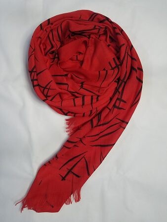 Printed Lawn Scarf - Red