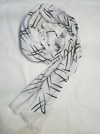 Printed Lawn Scarf - White