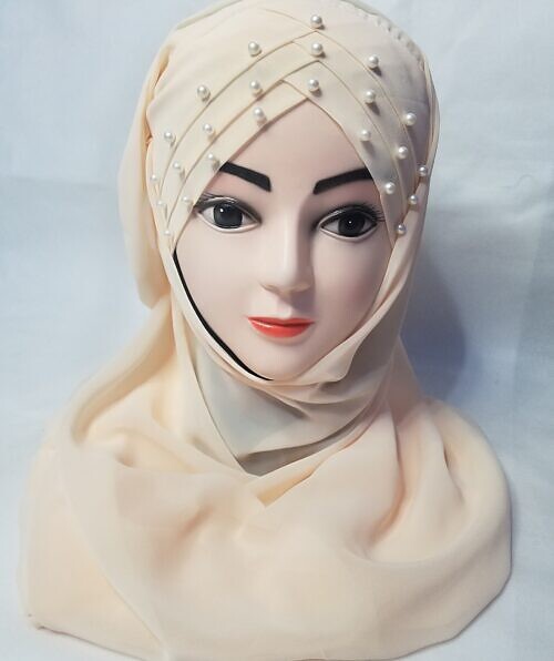 chiffon pearls ready to wear cream front picture