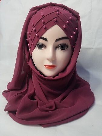 Chiffon Pearl Ready To Wear - Maroon
