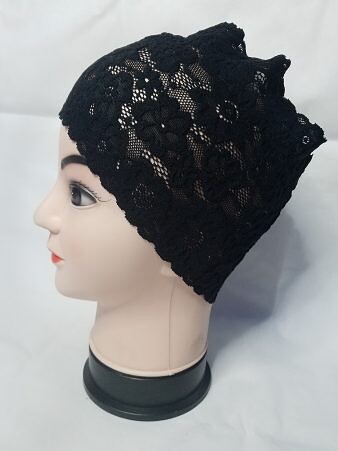Lace Hijab Band - Black Design 9 Lace Hijab Band - Black Design 9
