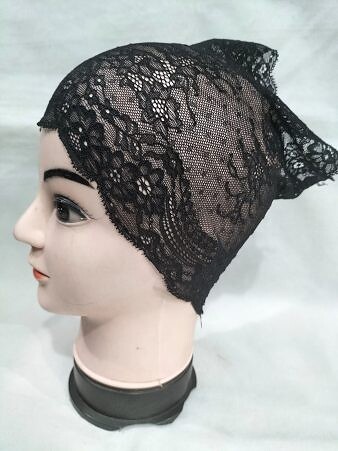 Lace Hijab Band - Black (Design 7)