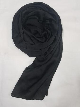 Plain Satin Silk Scarf - Black Plain Satin Silk Scarf - Black