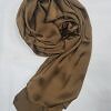 Plain Satin Silk Scarf - Brown Plain Satin Silk Scarf - Brown