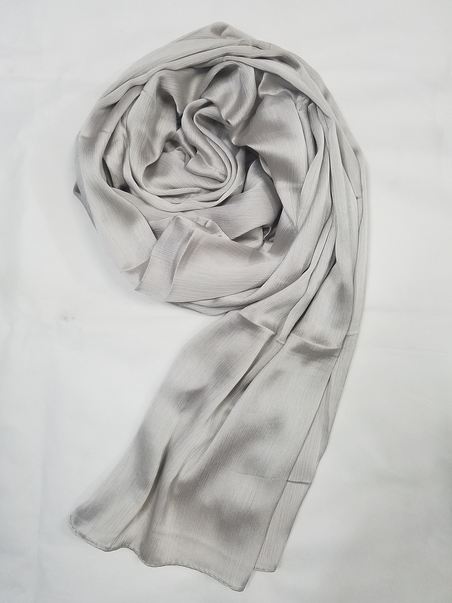 Plain Satin Silk Scarf - Light Grey