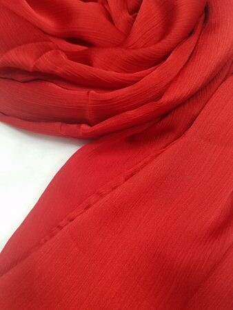 Plain Satin Silk Scarf - Red