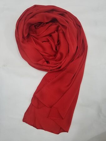 Plain Satin Silk Scarf - Red