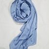 Plain Satin Silk Scarf - Sapphire Blue