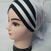 Criss Cross Multi Color Tie Back Bonnet - White and Black Criss Cross Multi Color Tie Back Bonnet - White and Black