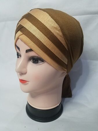 Criss Cross Multi Color Tie Back Bonnet - Brown and Fawn Criss Cross Multi Color Tie Back Bonnet - Brown and Fawn
