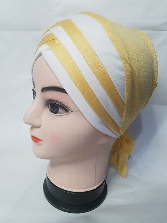 Criss Cross Multi Color Tie Back Bonnet - White and Cream Criss Cross Multi Color Tie Back Bonnet - White and Cream