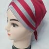criss cross multi color tie back bonnet grey and pink side picture