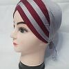 Criss Cross Multi Color Tie Back Bonnet - Maroon and Light Grey