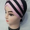Criss Cross Multi Color Tie Back Bonnet - Pink and Black Criss Cross Multi Color Tie Back Bonnet - Pink and Black