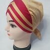 Criss Cross Multi Color Tie Back Bonnet - Red and Fawn Criss Cross Multi Color Tie Back Bonnet - Red and Fawn