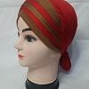 Criss Cross Multi Color Tie Back Bonnet - Red and Golden Criss Cross Multi Color Tie Back Bonnet - Red and Golden