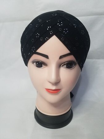 Criss Cross Tie Back Bonnet with Floral Drops - Black Criss Cross Tie Back Bonnet with Floral Drops - Black