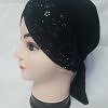 Criss Cross Tie Back Bonnet with Floral Drops - Black Criss Cross Tie Back Bonnet with Floral Drops - Black