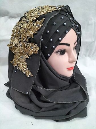 Pearl Ready to Wear with Bunch - Dark Grey Pearl Ready to Wear with Bunch - Dark Grey